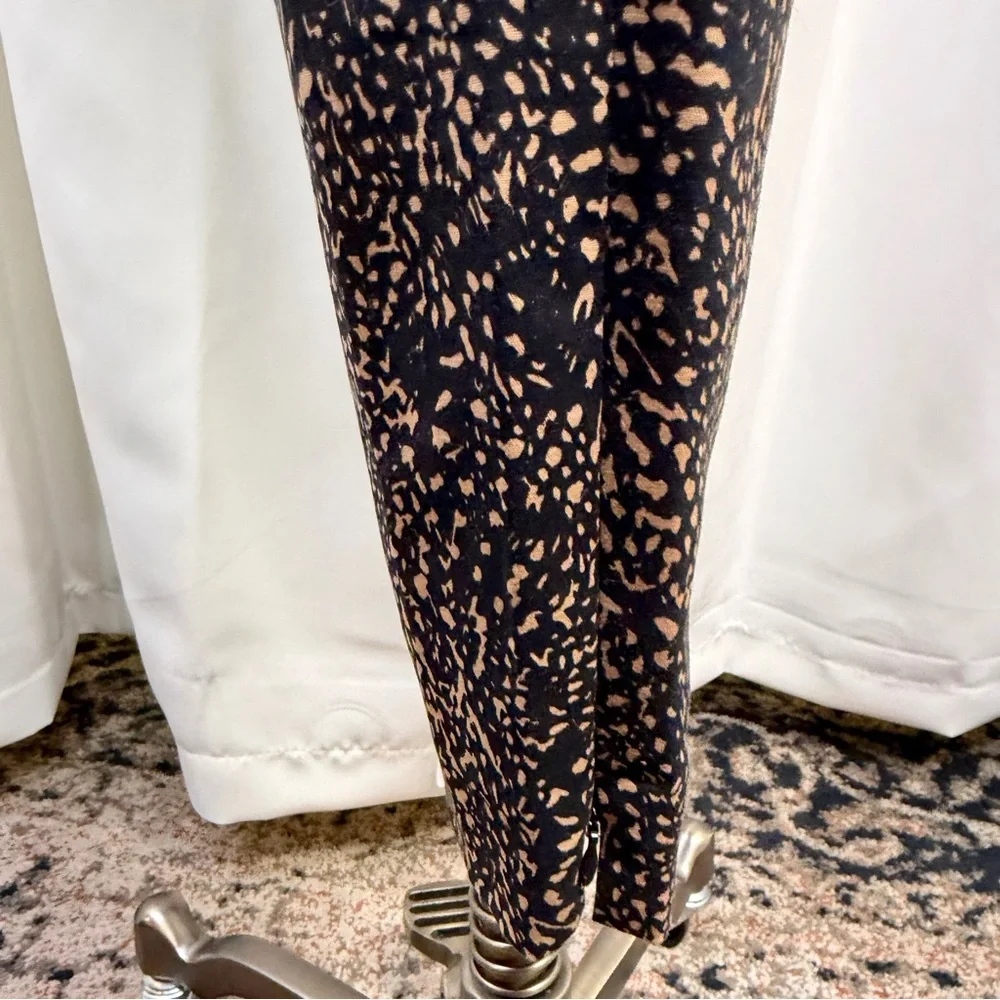 Etcetera Tan & Black Abstract Speckled Print Slim Leg Zip Hem Trousers Size 0 - Picture 7 of 14